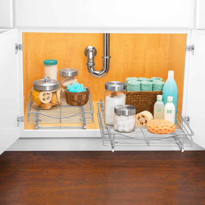 Lynk Chrom Organizer – ausziehbares Regal unter dem Schrank, Legierter Stahl, 14" W x 21" D, 14" W x