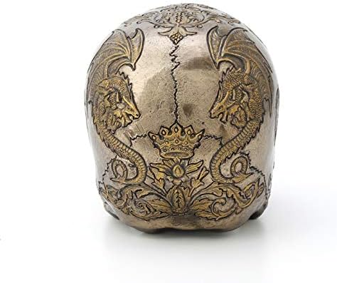 Veronese Design Distel fliegender Drache mit Totenkopf, kaltgegossenes Kunstharz, Bronze-Finish, 14