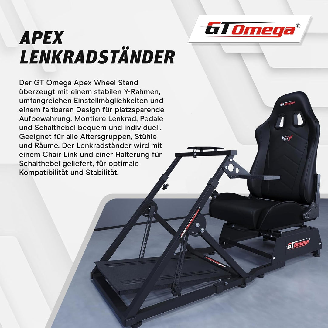 GT OMEGA APEX Lenkradständer – Kompatibel mit Logitech G923, G29, G920, Thrustmaster T300, T500 TX &