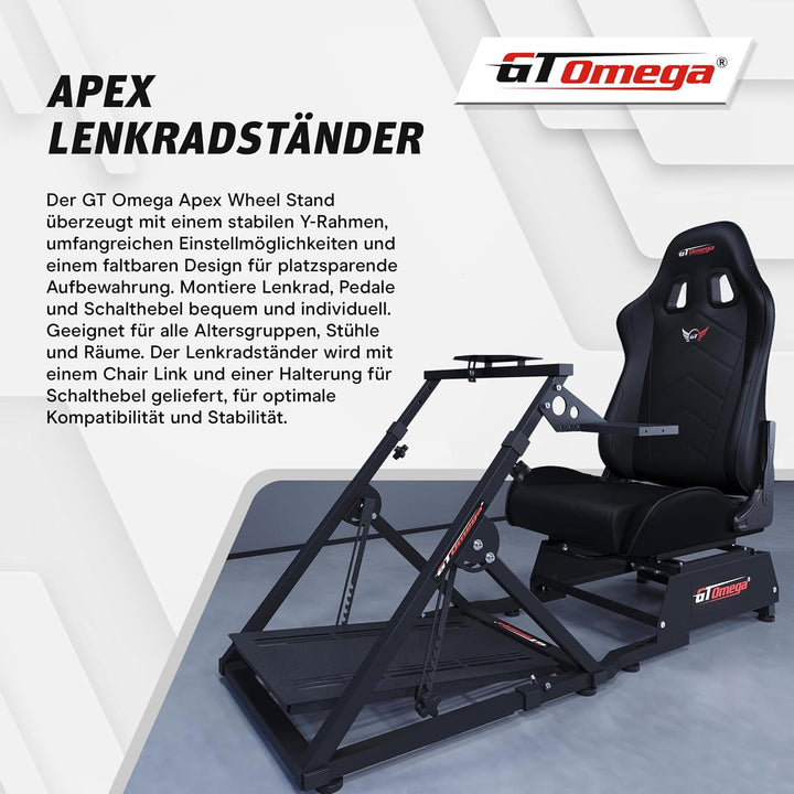 GT OMEGA APEX Lenkradständer – Kompatibel mit Logitech G923, G29, G920, Thrustmaster T300, T500 TX &