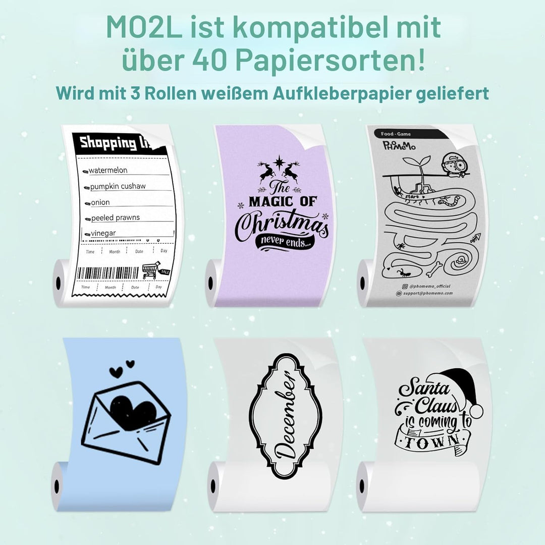 LabelCenter Mini Drucker, Sticker Drucker M02L,Mini Drucker für Smartphone Mini Sticker Drucker,Mini