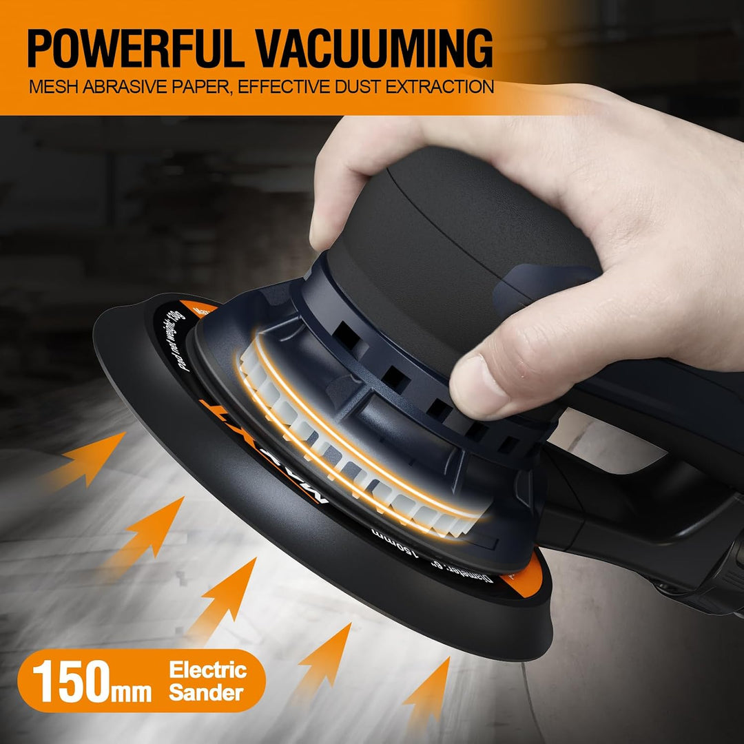 MAXXT 5.0mm Exzenterschleifer Brushless | 350W EC-Motor |150mm &amp; 125mm Dual-Schleifplatte | 4000-100
