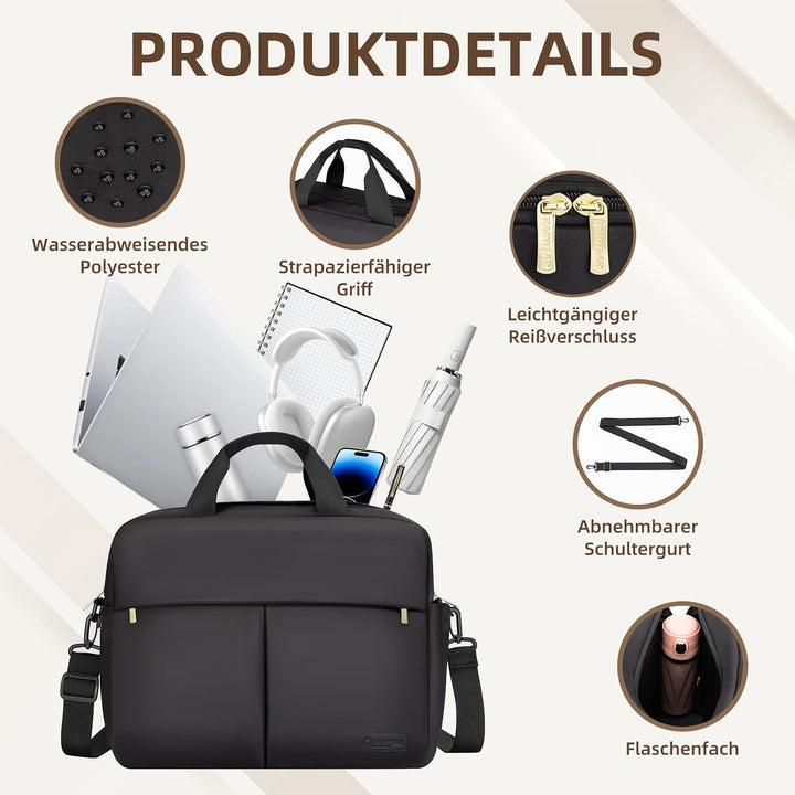 RAINYEAR 15,6-Zoll-Laptoptasche – Aktentasche mit grossem Fassungsvermögen | Schützende Wochenendtas