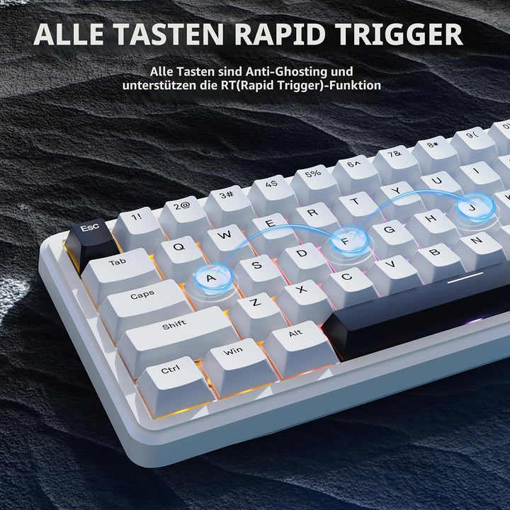 ATTACK SHARK Gaming-Tastatur &amp; -Maus-Set, X65 HE Kabelgebundene Magnettastatur und R1 Kabellose 59g