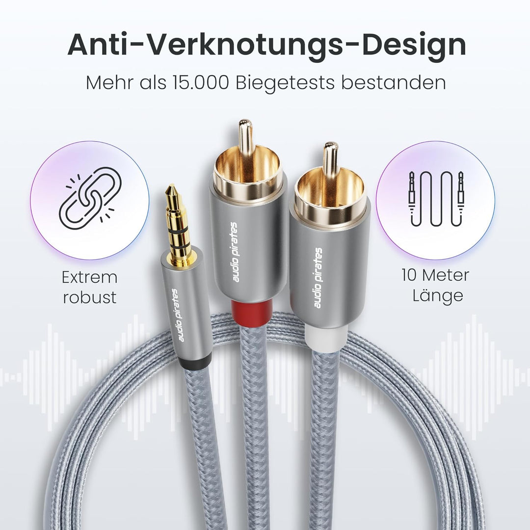 audio pirates Klinke auf Cinch | RCA-Kabel | 3,5mm-Klinkenkabel auf 1x Cinch-Kabel | Audio-Kabel für