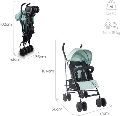 Mobiclinic® Kids, Kinderwagen, Buggy, Elefant, Verstellbare Rückenlehne, Faltbar, Doppeltes Sicherhe