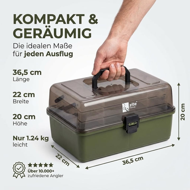 Zite Fishing Angelkoffer - Angelkasten 3 Ausziehbare Laden - Angel-Kiste Leer für Angelzubehör - Ang