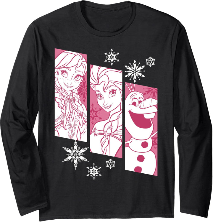 Disney Frozen Elsa Anna Olaf Portrait Panels Langarmshirt