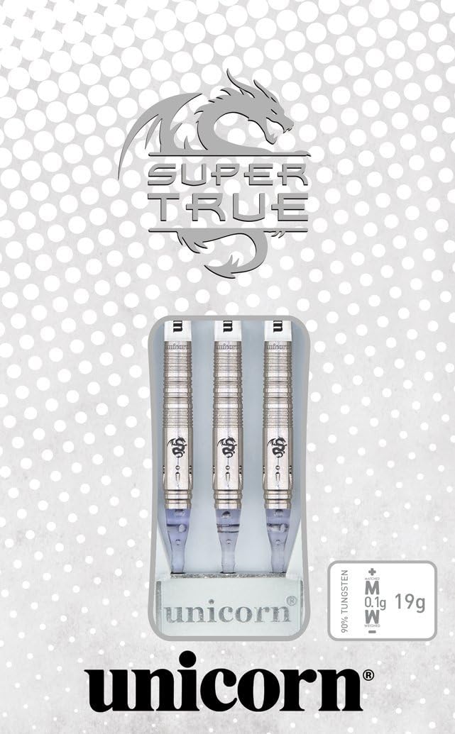 Unicorn Einhorn Herren 's Super True 90% Tungsten Soft Tip Darts 19 g schwarz/Silber, 19 g schwarz/S