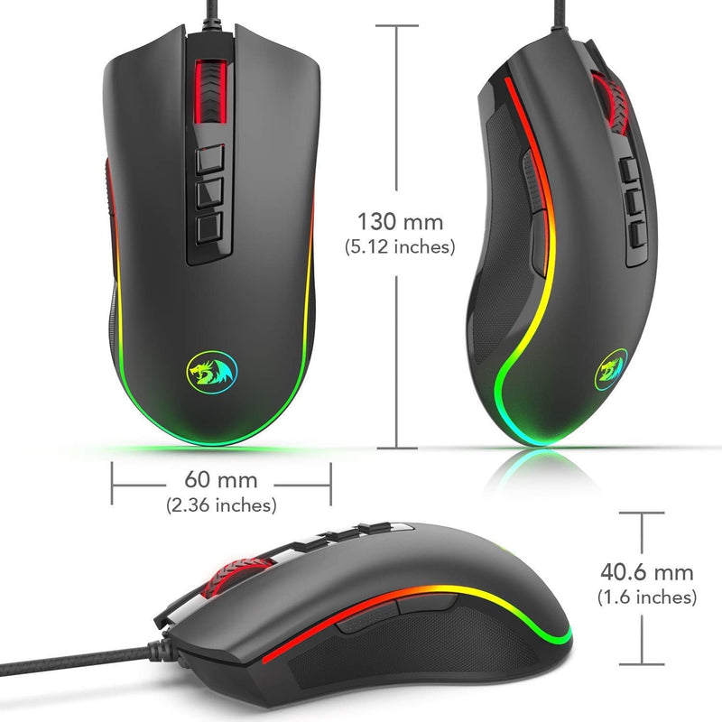 Redragon M711 Cobra Gaming Maus mit 16,8 Millionen RGB-Farben und Hintergrundbeleuchtung, 10.000 DPI