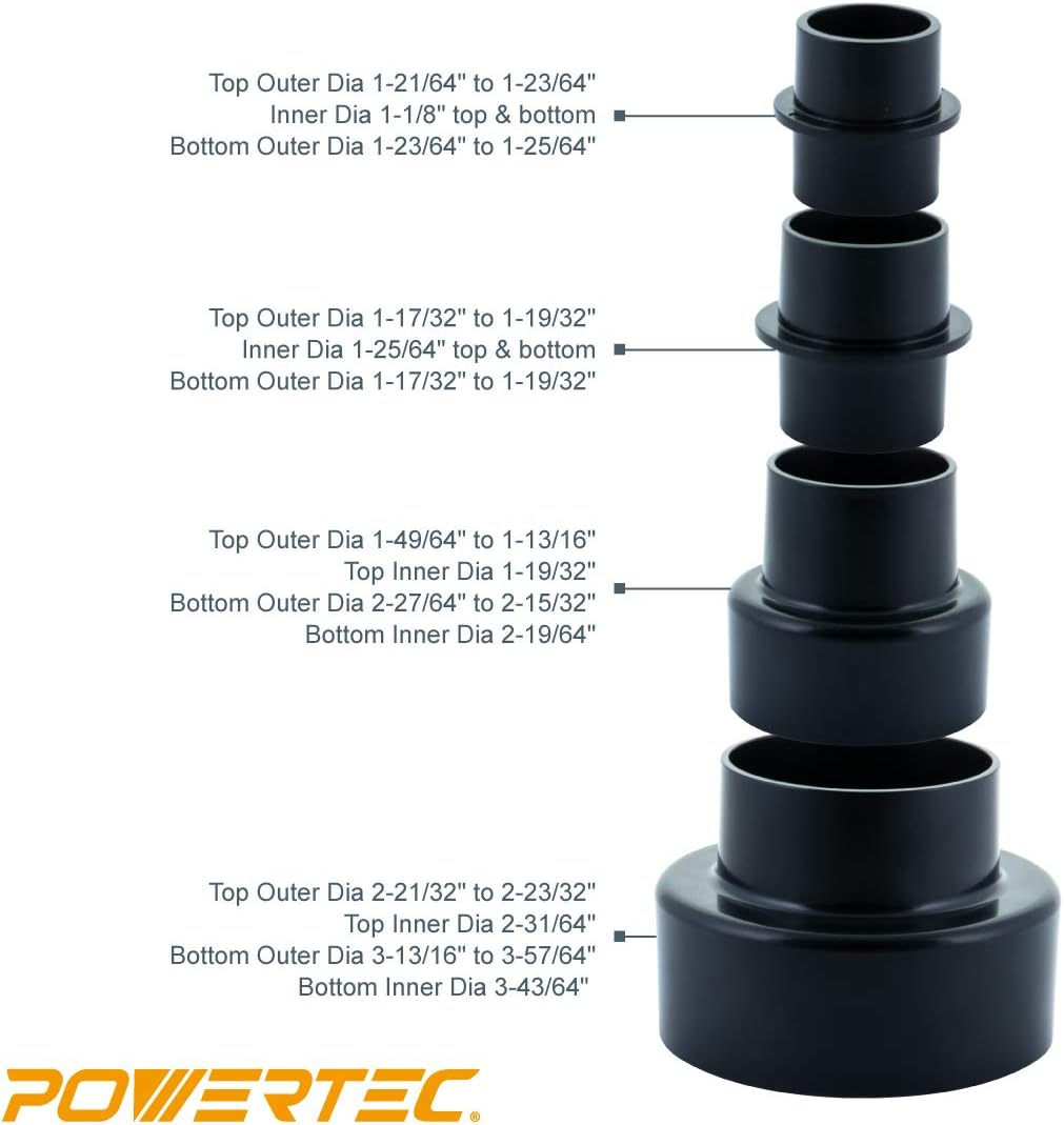 POWERTEC 70297 Modularer Schritt 4 in 1 Adapter - Shop Vac Staubsammler Schlaucharmaturen 1 Count (P