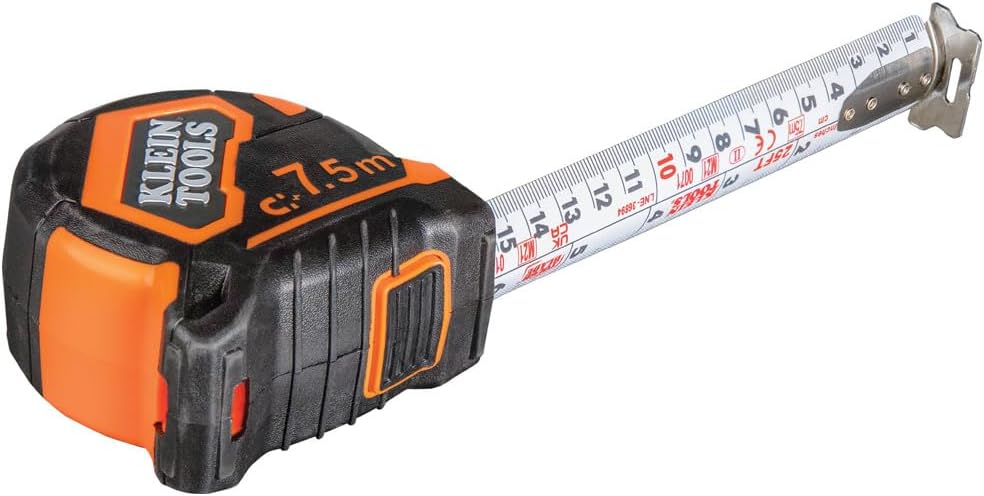 Klein Tools, 7,5 m Haken doppelseitiges Massband, magnetisch mit Rückzugsgeschwindigkeit und Metall-