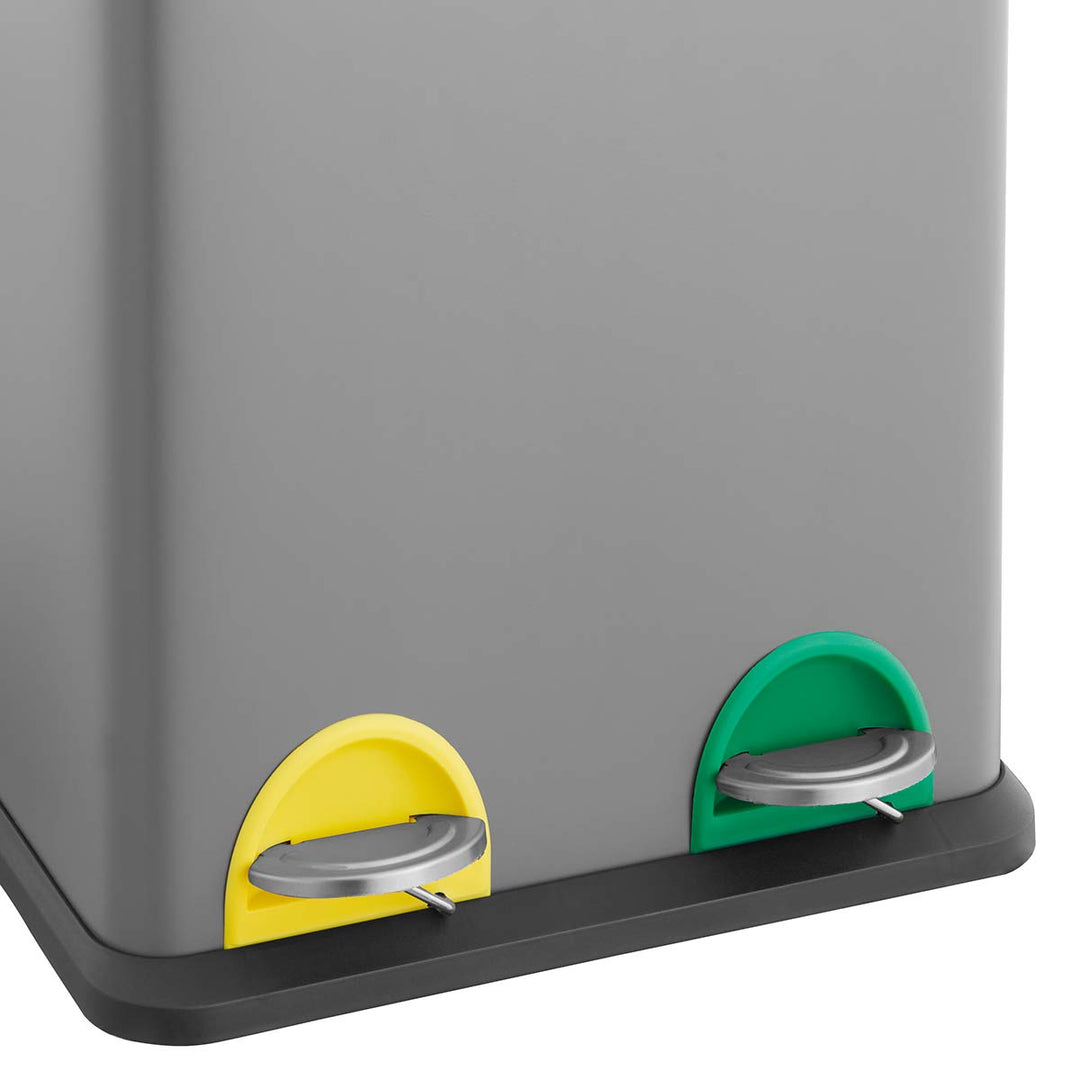 SVITA TC2X15 Küchen-Eimer 30 Liter Grau 2x15L doppelt Abfalleimer 2er-Mülleimer Mülltrennung