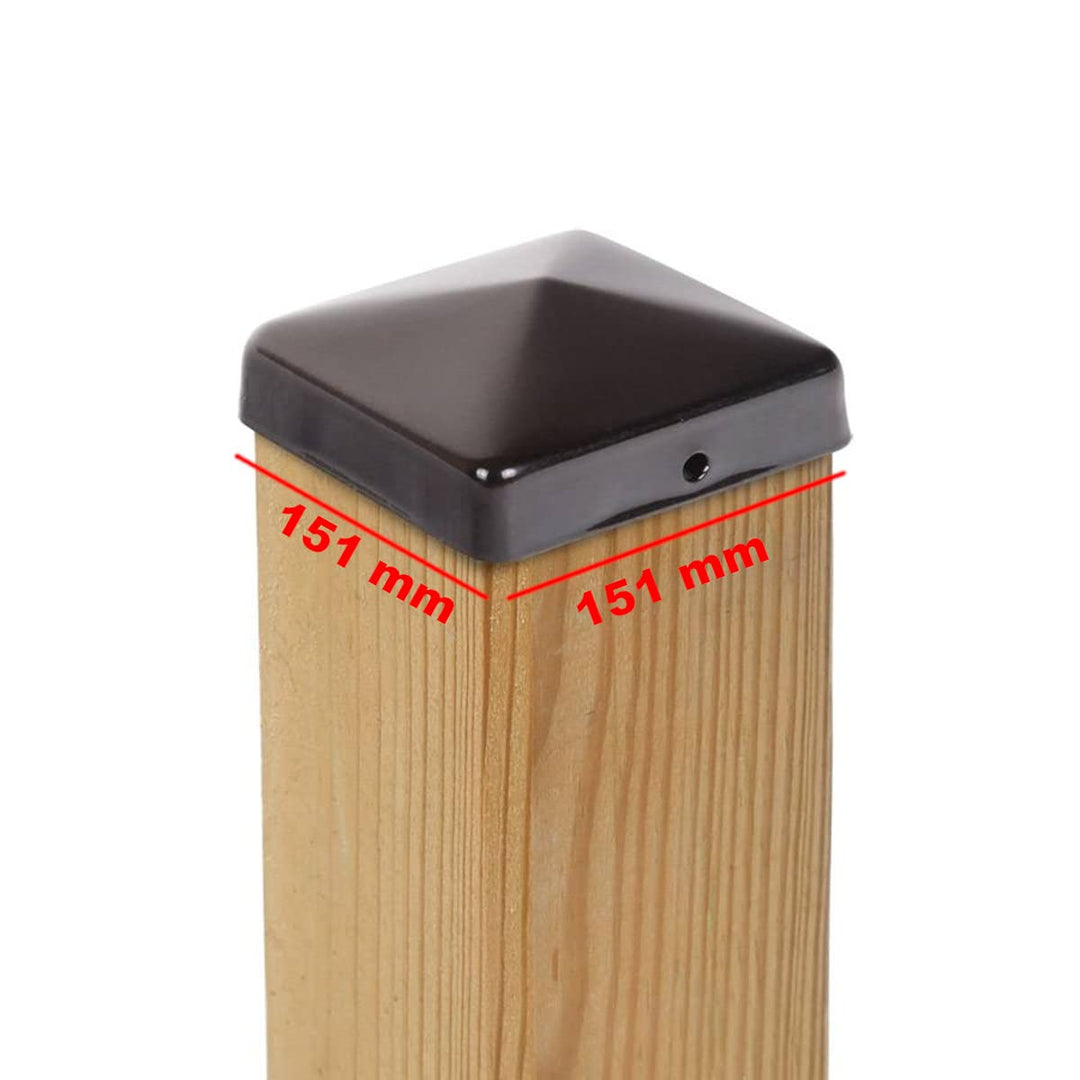 2x PFOSTENKAPPE PYRAMIDE STAHL SCHWARZ PULVERBESCHICHTET 151 x 151 MM 2 151 x 151 mm, 2 151 x 151 mm