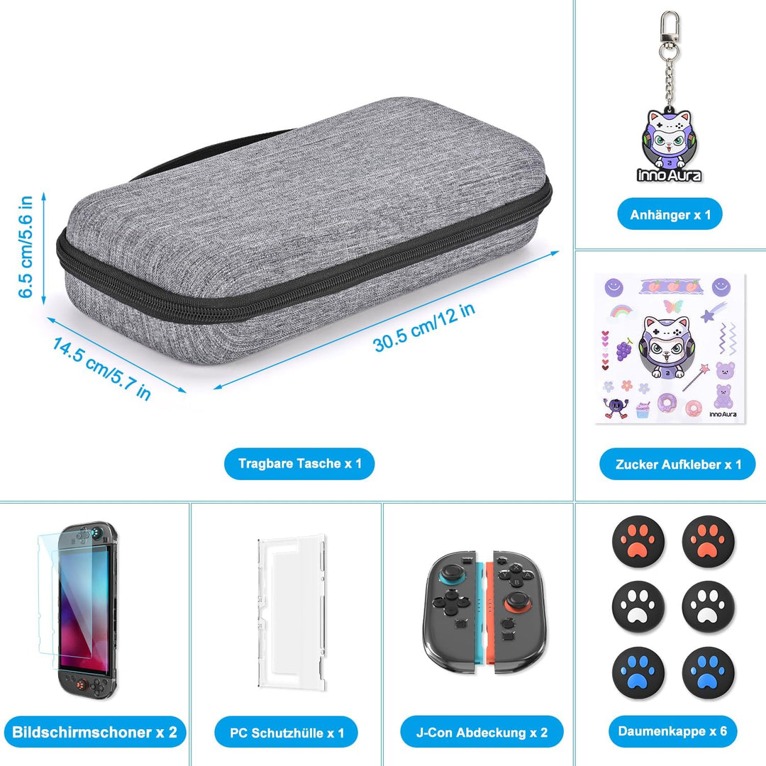 innoAura Switch 2 Tasche 14-in-1 Bundle für NS Switch 2 (2025), Switch 2 Case mit Tragetasche, Schut