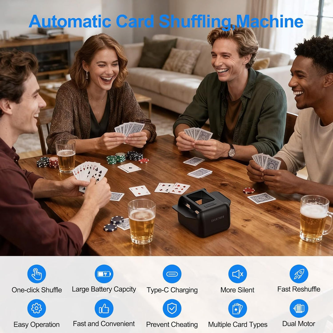 Automatic Card Shuffler|1-2 Deck Electric Card Shuffle Machine|Portable Rechargeable Batteries|for o