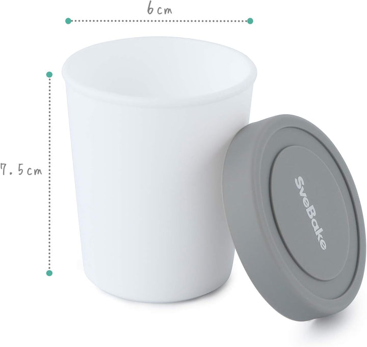 SveBake Eisbehälter für Speiseeis 180ml - 6er-Set mit Deckeln aus Silikon, Behälter Hausgemachte für