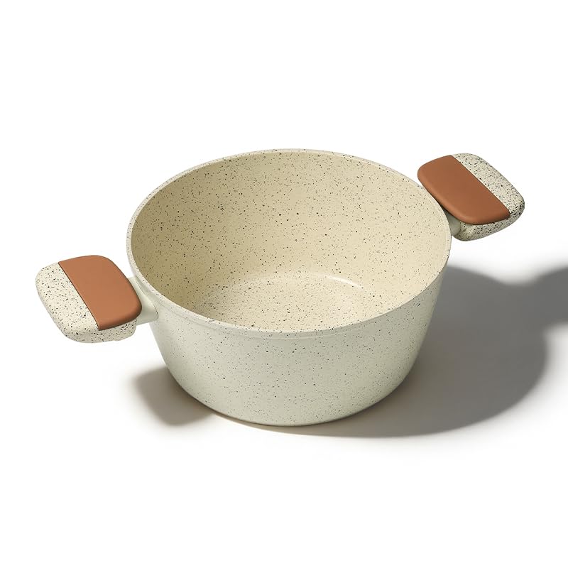 MSMK 20 cm Creme Keramik Antihaft Milchtopf mit Deckel, Für alle Herdarten geeignet, Induktionsgeeig