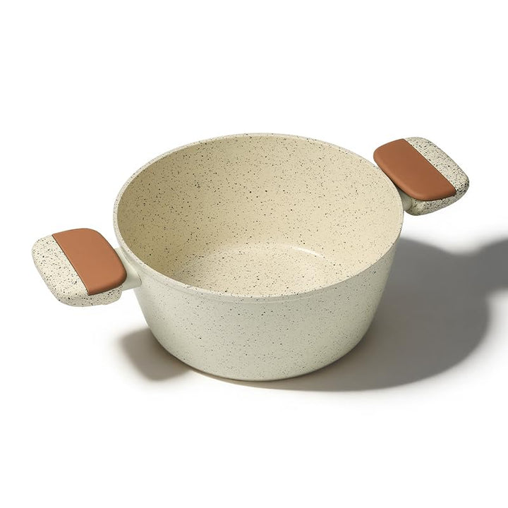 MSMK 20 cm Creme Keramik Antihaft Milchtopf mit Deckel, Für alle Herdarten geeignet, Induktionsgeeig