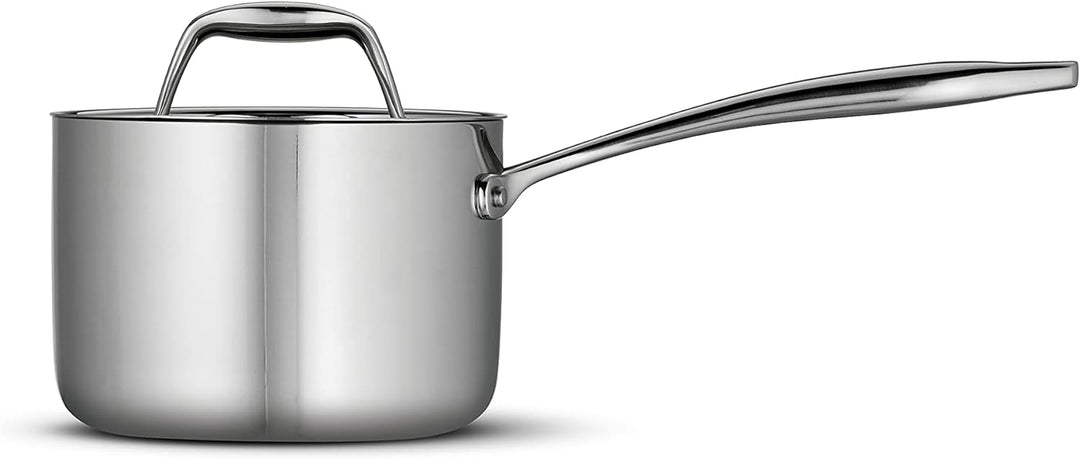 Tramontina 80116/021DS Gourmet Stainless Steel Induction-Ready Tri-Ply Clad Covered Sauce Pan, 1.5-Q