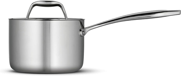 Tramontina 80116/021DS Gourmet Stainless Steel Induction-Ready Tri-Ply Clad Covered Sauce Pan, 1.5-Q