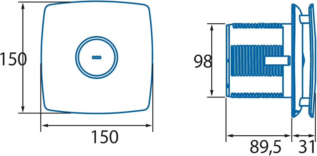 X-MART 10 - Abluftventilator für das Bad - Serienmässig - Schraubenlose Befestigung & Einfache Reini