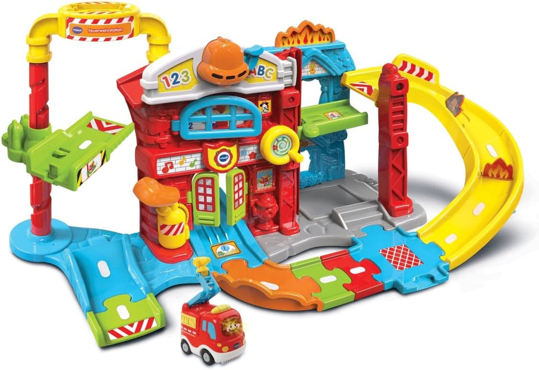 VTech TUT TUT Baby Flitzer - Feuerwehrstation – Interaktives Spielset mit beweglichen Elementen, Mel