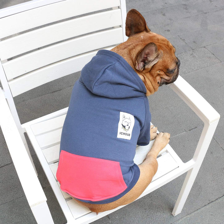 iChoue Pet Clothes Dog Hoodie Hooded Full-Zip Sweatshirt English Bulldog Boston Terrier Cotton Winte