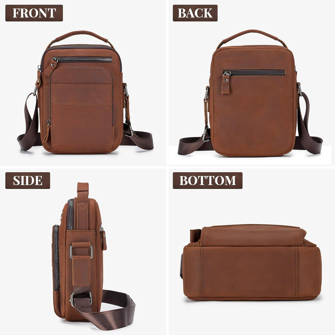 BAIGIO Leder Umhängetasche Herren Schultertasche Vintage Männer Tasche Crossbody Bag Herrentasche zu