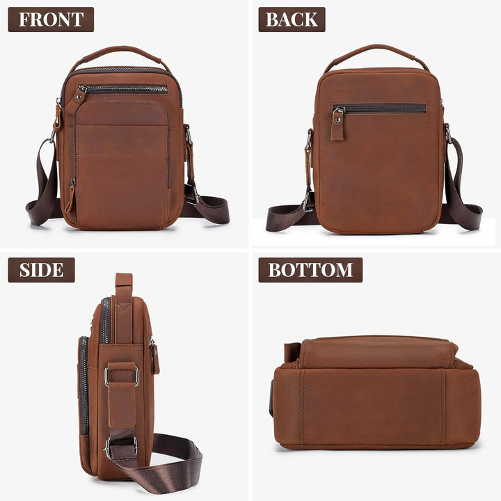 BAIGIO Leder Umhängetasche Herren Schultertasche Vintage Männer Tasche Crossbody Bag Herrentasche zu