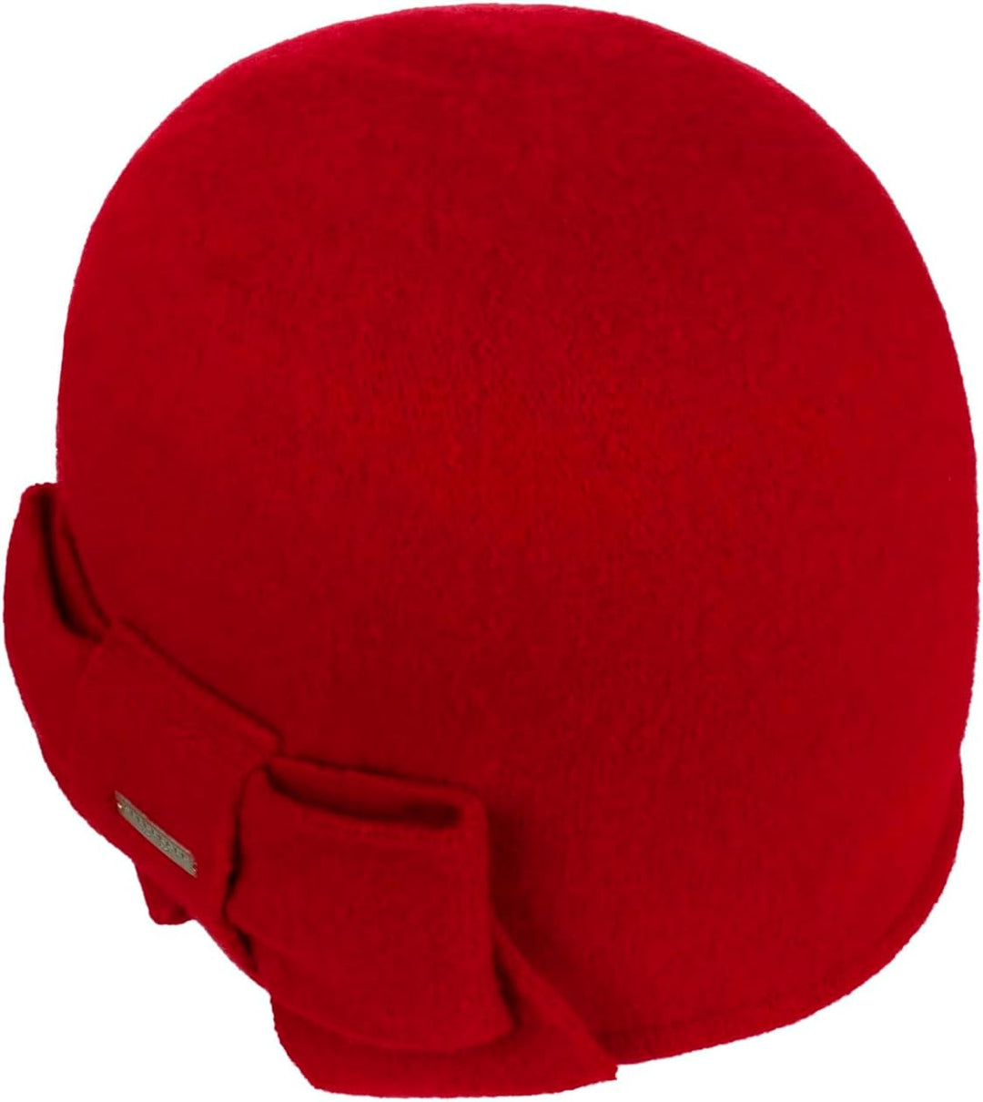 Seeberger Wollmütze mit Deko-Schleife Marineblau 55-58 Rot/Ausflug, einfarbig (Getaway Solids), 55-5