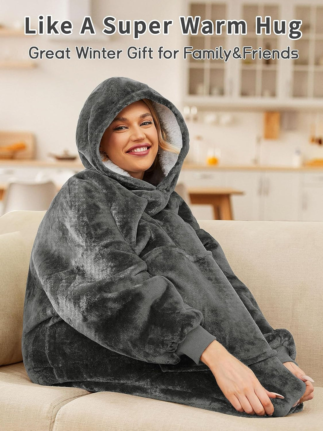 Gentlewarm übergrosse Hoodie Sweatshirt mit Kapuze, Super Weich und bequem Flanell Damen Kapuzenpull