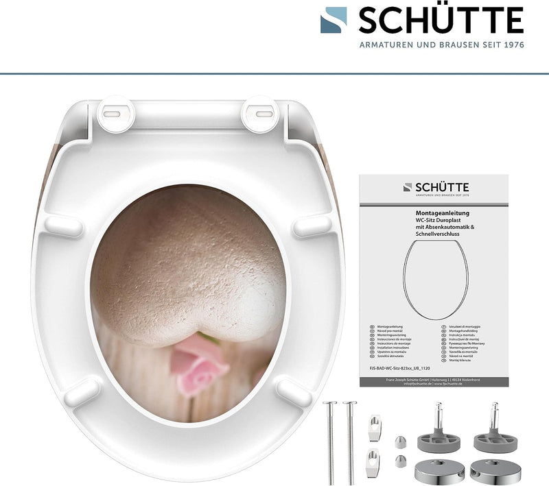 SCHÜTTE WC-Sitz Duroplast ROMANTIC, Toilettensitz mit Absenkautomatik und Schnellverschluss für die