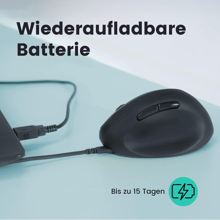 Perixx PERIMICE-819B Tragbare vertikale Bluetooth-Maus – Rechargeable - kabellose 3-in-1-Multi-Devic