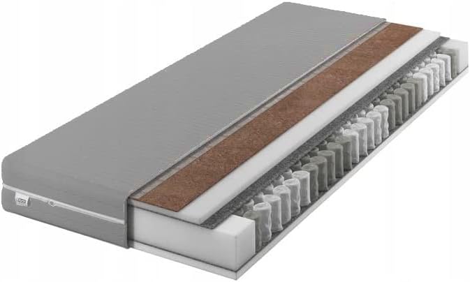 IZER Matratze GreyPLUS 80x200 cm mit KOKOS-Material | 2 in 1 (H3 und H4) | 7 Zonen | Taschenfederker
