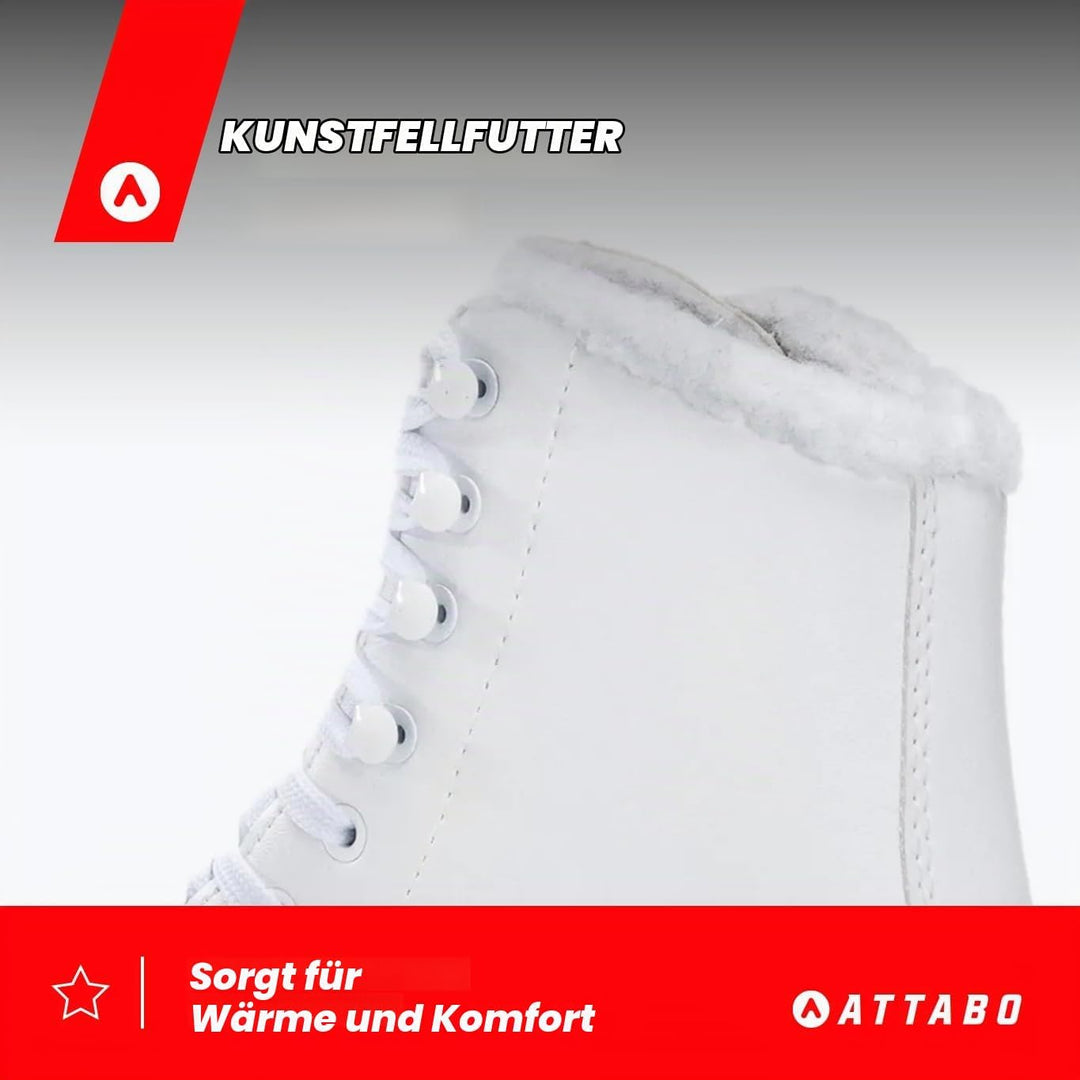 ATTABO Eiskunstlauf Schlittschuhe Kinder | Kufe aus Edelstahl, Klassische Schnürung, Verstärkte Hake