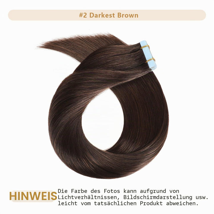 YILITE Tape Extensions Echthaar, Dunkel Braun 35cm 20 Stück/Packung 40g Tape in Extensions Echthaar