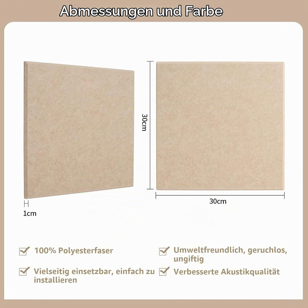 Rdutuok 12 Stück Selbstklebend Akustikplatten,30x30x1 cm Akustik Absorber Akustikpanel Schallschutzp