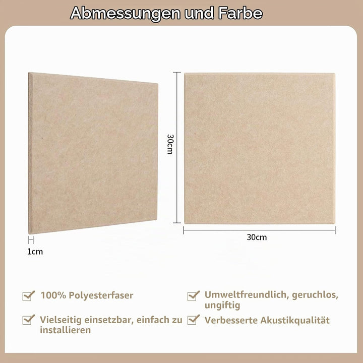 Rdutuok 12 Stück Selbstklebend Akustikplatten,30x30x1 cm Akustik Absorber Akustikpanel Schallschutzp
