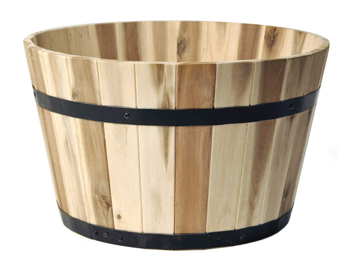 colourliving Pflanzkübel Holz rund 40 cm Holzfass Blumenkübel Blumentopf Natur Akazienholz Pflanztop