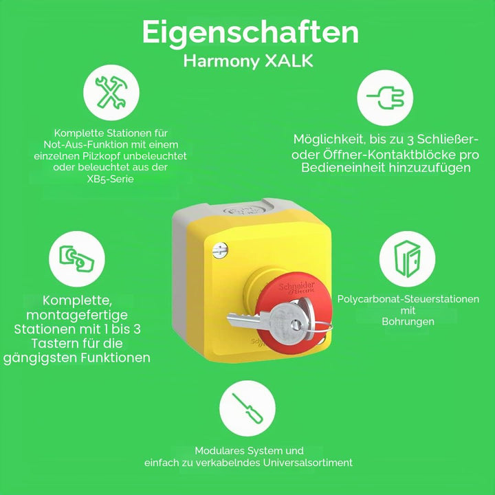 Schneider Electric - Aufbaugehäuse XAL-K, Not-Halt/Not-Aus-Funktion, 1S+1Ö, XALK178E, Rot Gelb