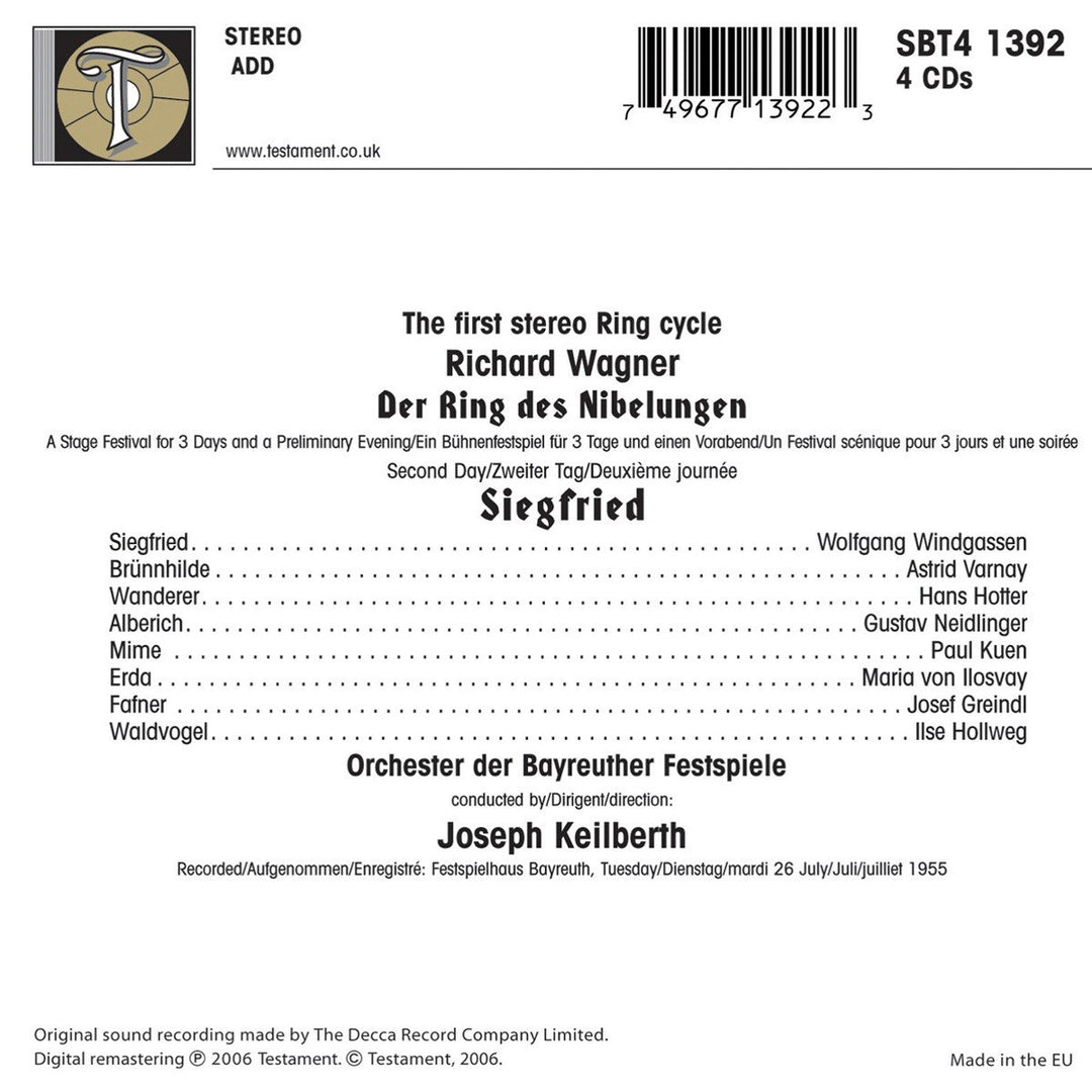Siegfried (Ga) (Bayreuth 1955), Audio-CD