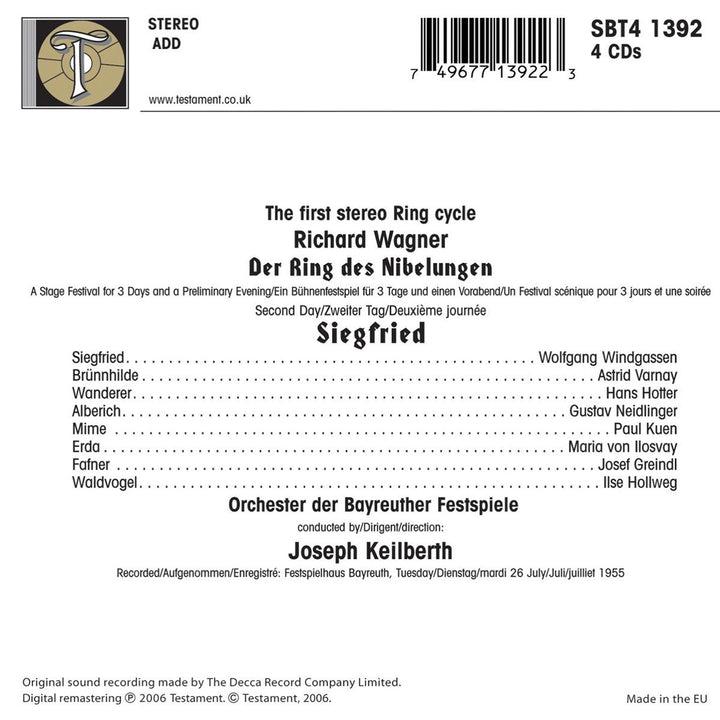 Siegfried (Ga) (Bayreuth 1955), Audio-CD
