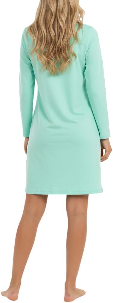 In One Clothing Mädchen Nachthemd mit langem Arm, weicher Singley Jersey aus 100% Baumwolle Türkis -
