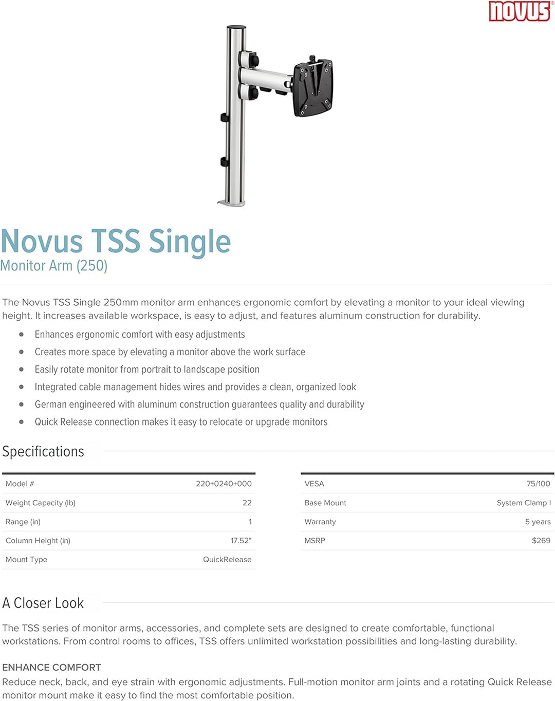 Novus Novus Mehrplatz-Set"TSS Single Tragarm 250"