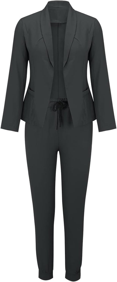 Hosenanzug Damen, Festlich Elegant Business Anzug Set Hosenanzug Blazer Hose Outfit Zweiteiler Slimf