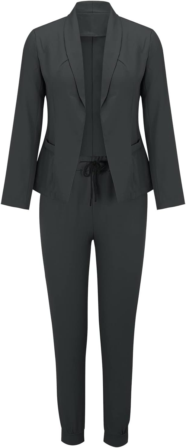 Hosenanzug Damen, Festlich Elegant Business Anzug Set Hosenanzug Blazer Hose Outfit Zweiteiler Slimf