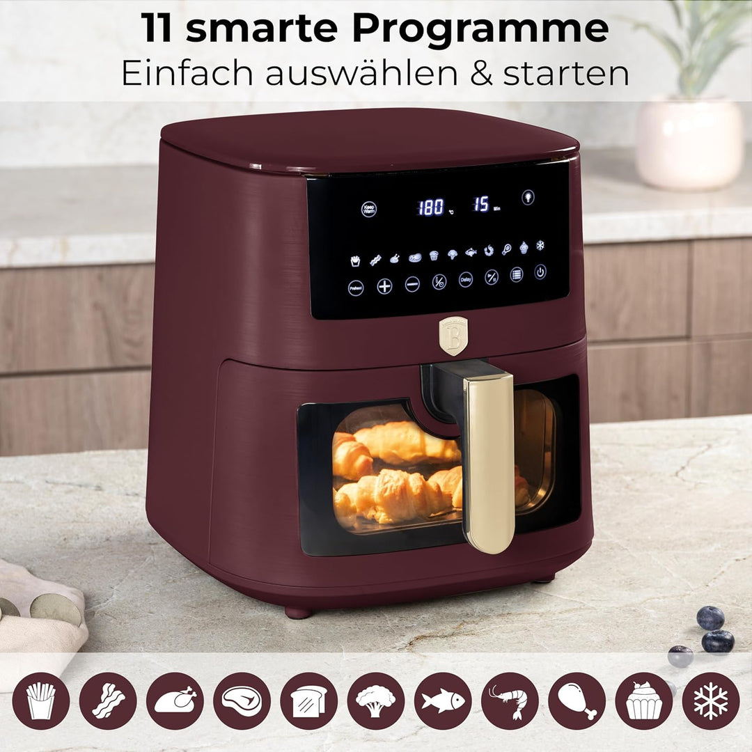 Berlinger Haus Heissluftfritteuse 8 Liter Leonardo Collection – Sichtfenster – 11 Programme – Fettfr