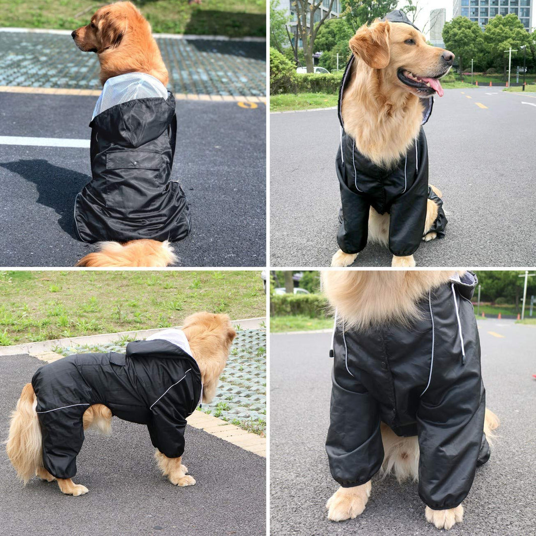 Idepet Regenmantel für Hunde, wasserdicht Winddicht mit Kapuze für kleine und mittelgrosse Hunde 4XL