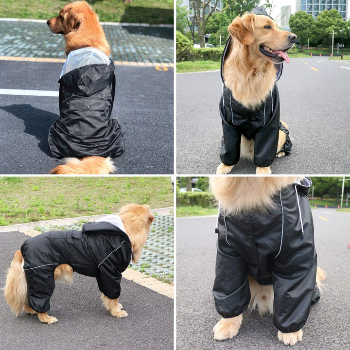 Idepet Regenmantel für Hunde, wasserdicht Winddicht mit Kapuze für kleine und mittelgrosse Hunde 4XL